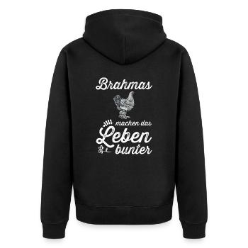 Brahma Hühner I Chicken Geflügel Motiv für - Unisex Premium Bio Zip Hoodie - Schwarz - Hinten - Nico (187cm)