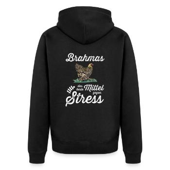 Brahma Hühner I Chicken Geflügel Motiv für - Unisex Premium Bio Zip Hoodie - Schwarz - Hinten - Nico (187cm)