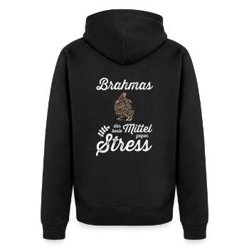 Brahma Hühner I Chicken Geflügel Motiv für - Unisex Premium Bio Zip Hoodie - Schwarz - Hinten - Nico (187cm)
