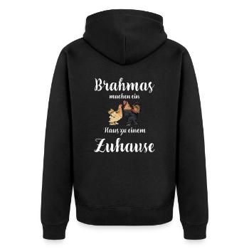 Brahma Hühner I Chicken Geflügel Motiv für - Unisex Premium Bio Zip Hoodie - Schwarz - Hinten - Nico (187cm)