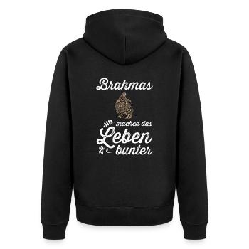 Brahma Hühner I Chicken Geflügel Motiv für - Unisex Premium Bio Zip Hoodie - Schwarz - Hinten - Nico (187cm)