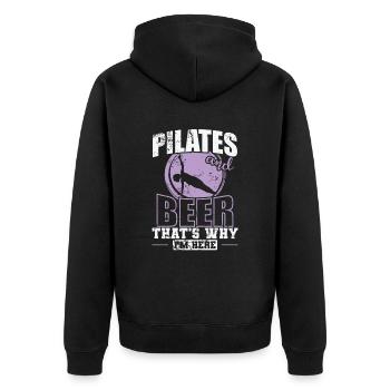 Pilates and Beer that's why I'm here Powerhouse - Unisex Premium Organic Zip Hoodie - black - Back - Nico (187cm)