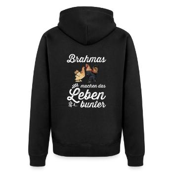 Brahma Hühner I Chicken Geflügel Motiv für - Unisex Premium Bio Zip Hoodie - Schwarz - Hinten - Nico (187cm)