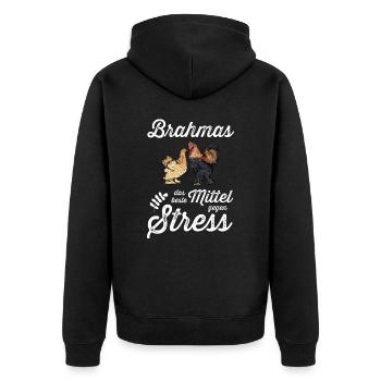 Brahma Hühner I Chicken Geflügel Motiv für - Unisex Premium Bio Zip Hoodie - Schwarz - Hinten - Nico (187cm)
