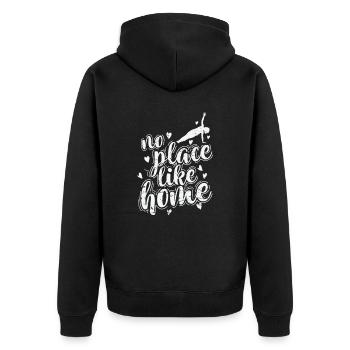 No Place like Home Pilates Powerhouse - Unisex Premium Bio Zip Hoodie - Schwarz - Hinten - Nico (187cm)