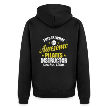 That is an Awesome Pilates Instructor - Unisex Premium Organic Zip Hoodie - black - Back - Nico (187cm)