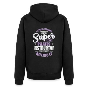 Pilates Life Fitness Powerhouse - Unisex Premium Organic Zip Hoodie - black - Back - Nico (187cm)