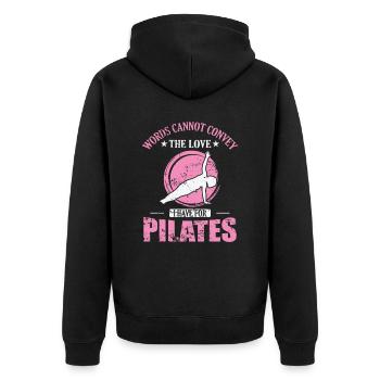 Les mots ne peuvent pas transmettre l’amour que j’ai pour le Pilates - Veste à capuche bio Premium Unisexe - noir - Dos - Nico (187cm)