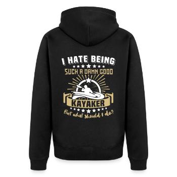 Kayaker Kayak Kayaking - Unisex Premium Organic Zip Hoodie - black - Back - Nico (187cm)