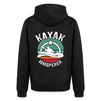 Kayak Flüsterer Kayaking - Unisex Premium Bio Zip Hoodie - Schwarz - Hinten - Nico (187cm)