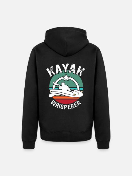 Kayak Flüsterer Kayaking - Unisex Premium Bio Zip Hoodie - Schwarz