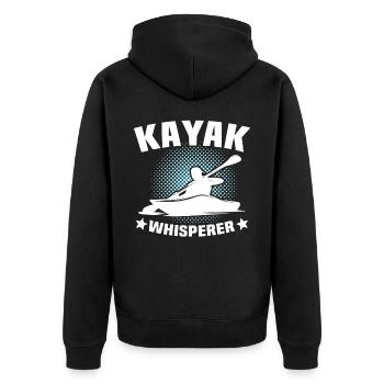 Kayak Flüsterer Kayaking - Unisex Premium Bio Zip Hoodie - Schwarz - Hinten - Nico (187cm)