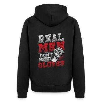 Echte Männer Brauchen Keine Handschuhe - Unisex Premium Bio Zip Hoodie - Schwarz - Hinten - Nico (187cm)