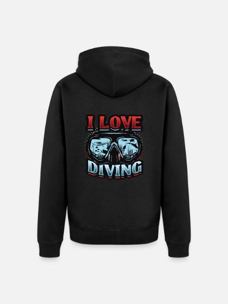 I love diving, scuba diving - Unisex Premium Organic Zip Hoodie - black