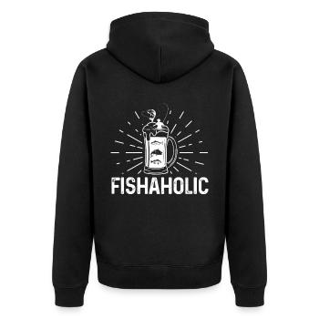 Fish aholic - Unisex Premium Organic Zip Hoodie - black - Back - Nico (187cm)