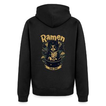 Japanese-Inspired Feline Culinary Cat Sushi Chef - Unisex Premium Organic Zip Hoodie - black - Back - Nico (187cm)