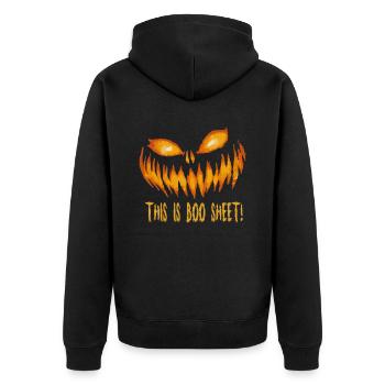 Ceci est Boo Sheet - Veste à capuche bio Premium Unisexe - noir - Dos - Nico (187cm)