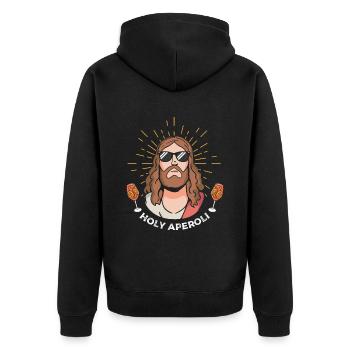 Holy Cocktail Jesus Christ Cocktail Drink - Unisex Premium Bio Zip Hoodie - Schwarz - Hinten - Nico (187cm)
