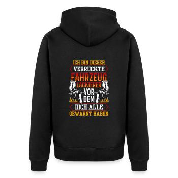 Legendärer Fahrzeuglackierer Lackierer - Unisex Premium Bio Zip Hoodie - Schwarz - Hinten - Nico (187cm)