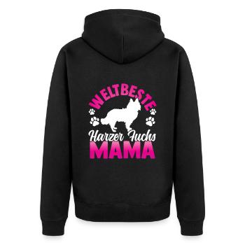 Beste Harzer Fuchs Mama altdeutscher Hütefuchs - Unisex Premium Bio Zip Hoodie - Schwarz - Hinten - Nico (187cm)