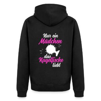 Mädchen das Kugelfisch liebt Riesenkugelfisch - Unisex Premium Bio Zip Hoodie - Schwarz - Hinten - Nico (187cm)