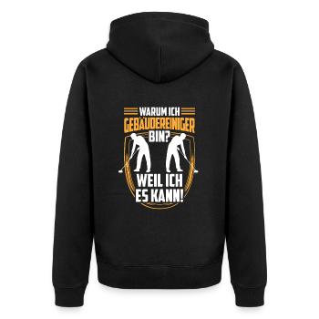 Gebäudereiniger weil ich kann Fensterputzer - Unisex Premium Bio Zip Hoodie - Schwarz - Hinten - Nico (187cm)