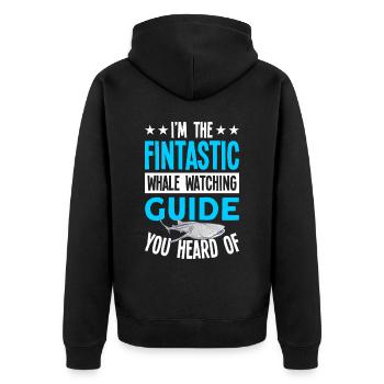Whale Watching Walbeobachtung Wale Orca Blauwal - Unisex Premium Bio Zip Hoodie - Schwarz - Hinten - Nico (187cm)
