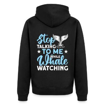 Whale Watching Walbeobachtung Wale Orca Blauwal - Unisex Premium Bio Zip Hoodie - Schwarz - Hinten - Nico (187cm)