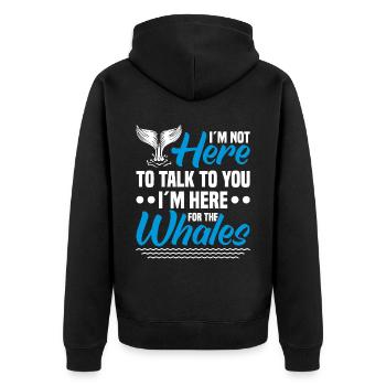 Whale Watching Walbeobachtung Wale Orca Blauwal - Unisex Premium Bio Zip Hoodie - Schwarz - Hinten - Nico (187cm)