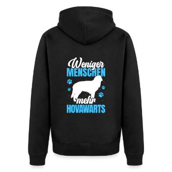 Mehr Hovawart derber Bauernhund - Unisex Premium Bio Zip Hoodie - Schwarz - Hinten - Nico (187cm)