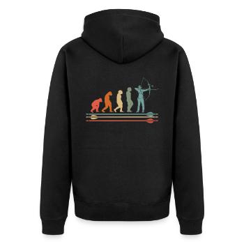 Archer Archery Evolution Vintage - Unisex Premium Organic Zip Hoodie - black - Back - Nico (187cm)
