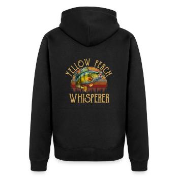 Yellow Perch whisperer, Yellow Perch - Unisex Premium Organic Zip Hoodie - black - Back - Nico (187cm)