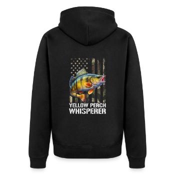 Yellow Perch american flag, Yellow Perch - Unisex Premium Organic Zip Hoodie - black - Back - Nico (187cm)