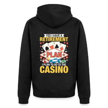 Kartenspiel Kartenspieler Pokern - Unisex Premium Bio Zip Hoodie - Schwarz - Hinten - Nico (187cm)