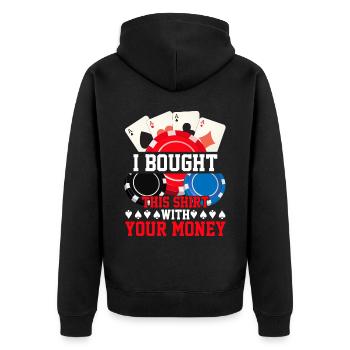 Kartenspiel Kartenspieler Pokern - Unisex Premium Bio Zip Hoodie - Schwarz - Hinten - Nico (187cm)