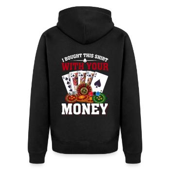 Kartenspiel Kartenspieler Pokern - Unisex Premium Bio Zip Hoodie - Schwarz - Hinten - Nico (187cm)