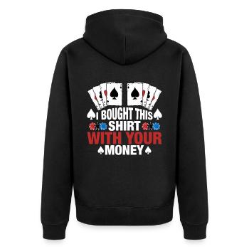 Kartenspiel Kartenspieler Pokern - Unisex Premium Bio Zip Hoodie - Schwarz - Hinten - Nico (187cm)