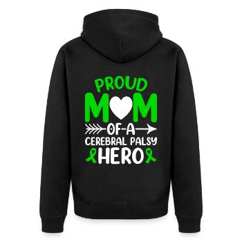 Proud mother of cerebral palsy Hero CP - Unisex Premium Organic Zip Hoodie - black - Back - Nico (187cm)