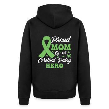 Proud mother of cerebral palsy Hero CP - Unisex Premium Organic Zip Hoodie - black - Back - Nico (187cm)