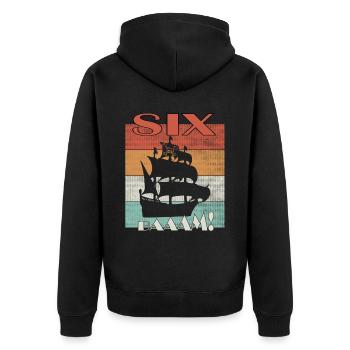 Pirate son birthday 6 years - Unisex Premium Organic Zip Hoodie - black - Back - Nico (187cm)