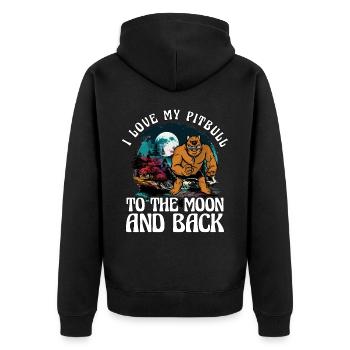 J’aime mon pitbull à la lune et retour - Veste à capuche bio Premium Unisexe - noir - Dos - Nico (187cm)