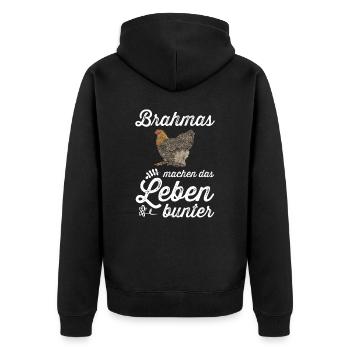 Brahma Hühner I Chicken Geflügel Motiv für - Unisex Premium Bio Zip Hoodie - Schwarz - Hinten - Nico (187cm)