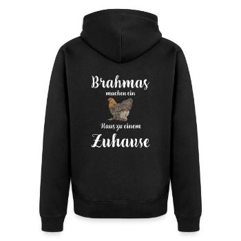 Brahma Hühner I Chicken Geflügel Motiv für - Unisex Premium Bio Zip Hoodie - Schwarz - Hinten - Nico (187cm)