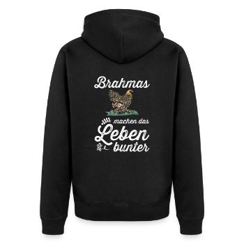 Brahma Hühner I Chicken Geflügel Motiv für - Unisex Premium Bio Zip Hoodie - Schwarz - Hinten - Nico (187cm)