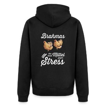 Brahma Hühner I Chicken Geflügel Motiv für - Unisex Premium Bio Zip Hoodie - Schwarz - Hinten - Nico (187cm)