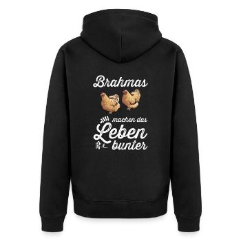 Brahma Hühner I Chicken Geflügel Motiv für - Unisex Premium Bio Zip Hoodie - Schwarz - Hinten - Nico (187cm)