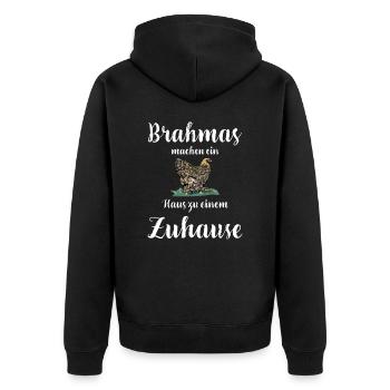 Brahma Hühner I Chicken Geflügel Motiv für - Unisex Premium Bio Zip Hoodie - Schwarz - Hinten - Nico (187cm)