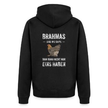 Brahma Hühner I Chicken Geflügel Motiv für - Unisex Premium Bio Zip Hoodie - Schwarz - Hinten - Nico (187cm)