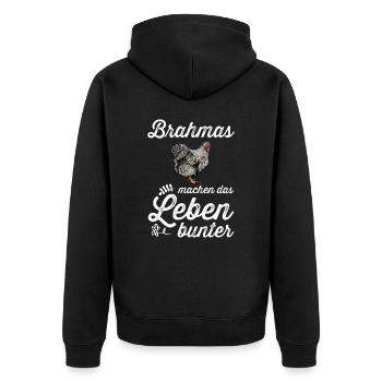 Brahma Hühner I Chicken Geflügel Motiv für - Unisex Premium Bio Zip Hoodie - Schwarz - Hinten - Nico (187cm)