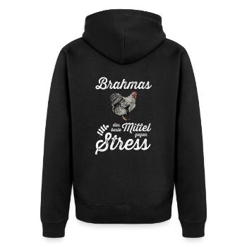Brahma Hühner I Chicken Geflügel Motiv für - Unisex Premium Bio Zip Hoodie - Schwarz - Hinten - Nico (187cm)